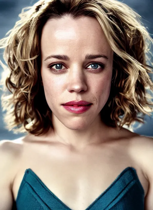 Prompt: a highly detailed cinematic headshot portrait color photograph of rachel mcadams, ultra realistic, depth, beautiful lighting, by richard avedon and annie leibovitz and arnold newman, photorealistic, hyperrealistic, octane, epic composition, hasselblad camera, 5 0 mm, sharp focus, perfect facial symmetry