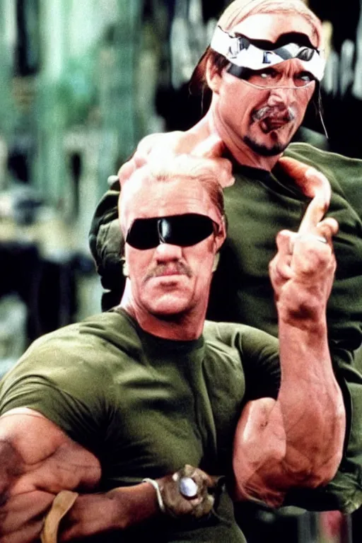 Image similar to Hulk Hogan the main actor of the film Matrix 1999 4k,