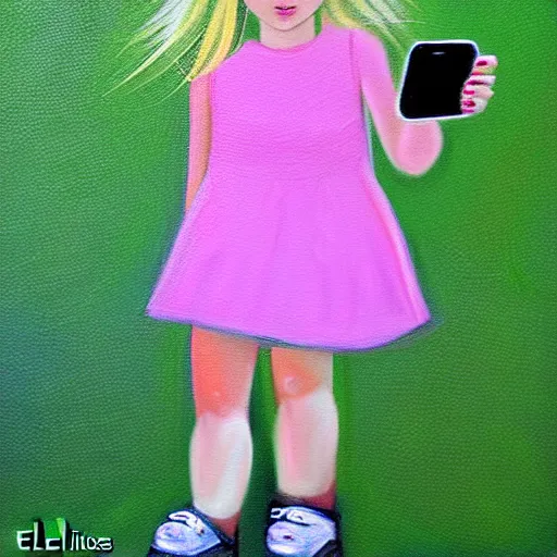 Image similar to little blonde girl with iphone by eloise wilkins