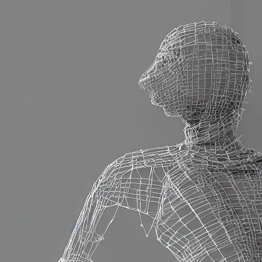 Image similar to knight, statue, chrome, reflect, wireframe, photograph