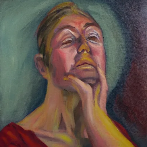 Image similar to a restrained person being forced to stare at the sun oil painting