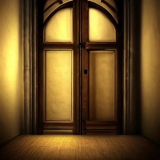 Image similar to A door to a forbidden world, Grimm, dark, somber, cinematic lighting