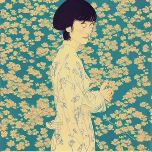 Prompt: “ keira knightley portrait by ikenaga yasunari and ayana otake and ko rakusui, 6 0 s poster, drawing, realistic, sharp focus, japanese, dreamy, nostalgia, faded, golden hues, floral clothes ”