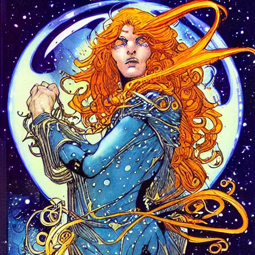 Prompt: Cosmic wizard by Rebecca Guay