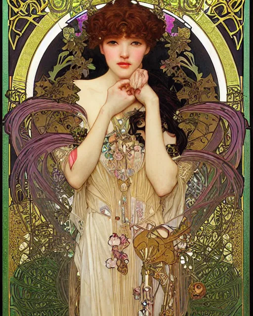 Prompt: an elf princess by Ross Tran, Alphonse Mucha, Gustav Klimt and edgar maxence