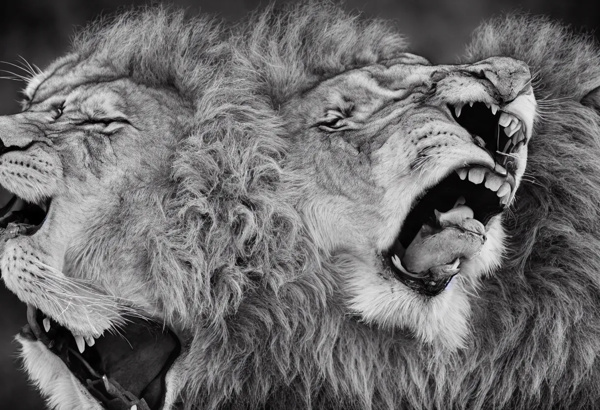 Prompt: award winning photography of lion roaring