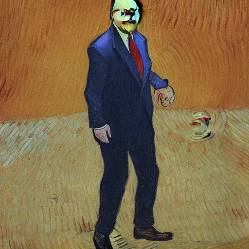 Image similar to Donald Trump standing on Joe Biden, ultra realistic, by Van Gogh, 8k