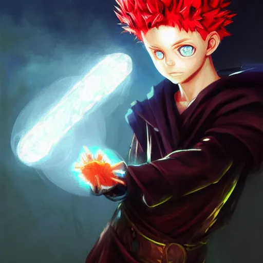 Prompt: portrait portrait portrait of Killua Zoldyck Mage doctor wearing a fireball in his right hand whilst wearing a waterball in his left hand whilst wearing a Shield of Omnipotence greg rutkowski peter mohrbacher anato finnstark marc simonetti Grisaille Realism