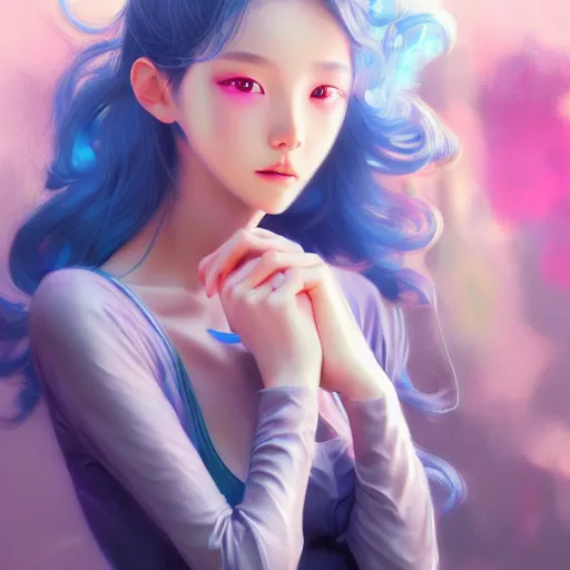 Image similar to Bella ragazza, bubblegum, visualartzi, korean, and blue image, Stanley Artgerm Lau, WLOP, Rossdraws, James Jean, Andrei Riabovitchev, Marc Simonetti, Yoshitaka Amano, digital art, artstation