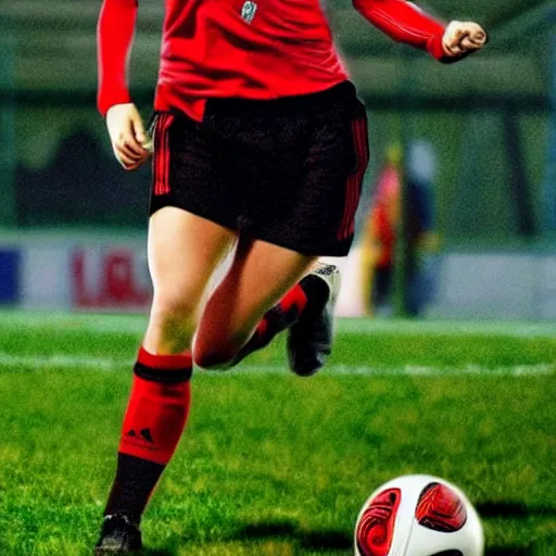 Image similar to a portrait of emma watson as a lokomotiv football player, hyper realistic, highly detailed