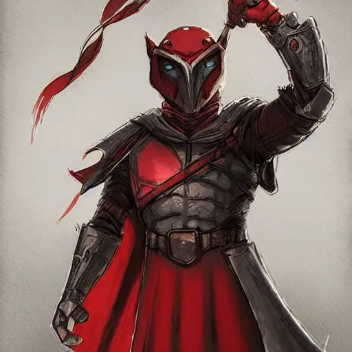 Prompt: Anthropomorphic Pig in a red hood by rossdraws,greg rutkowski,and Sarah Andersen,ambient style, very detailed,detailed armor,detailed helmet