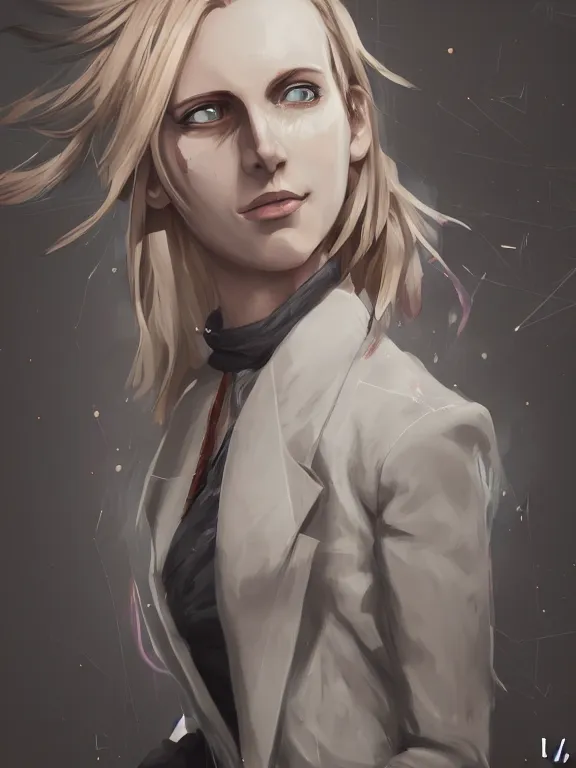 Image similar to illustration of annie leonhart inside arcane universe wearing an elegant tailcoat, au naturel, hyper detailed, digital art, trending in artstation, arcane league of legends, cinematic lighting, studio quality, smooth render, unreal engine 5 rendered, octane rendered, concept art, smooth, sharp focus, illustration, art by lise deharme and james c. christensen