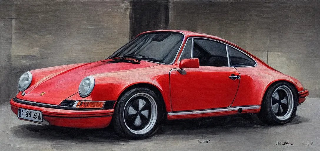 Prompt: upclose painting of a porsche 911 by jan matejko