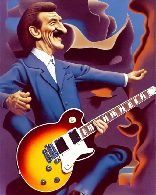 Image similar to barry chuckle ( shredding on a gibson les paul. guitar solo, bold, art by stanisław szukalski, 3 d 8 k )