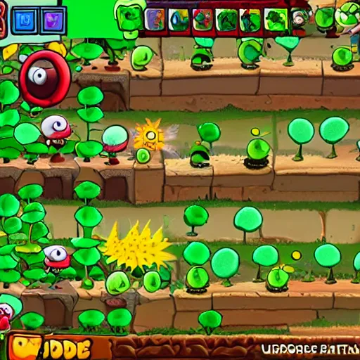 Prompt: Mario in Plants vs Zombies, in-game screenshot