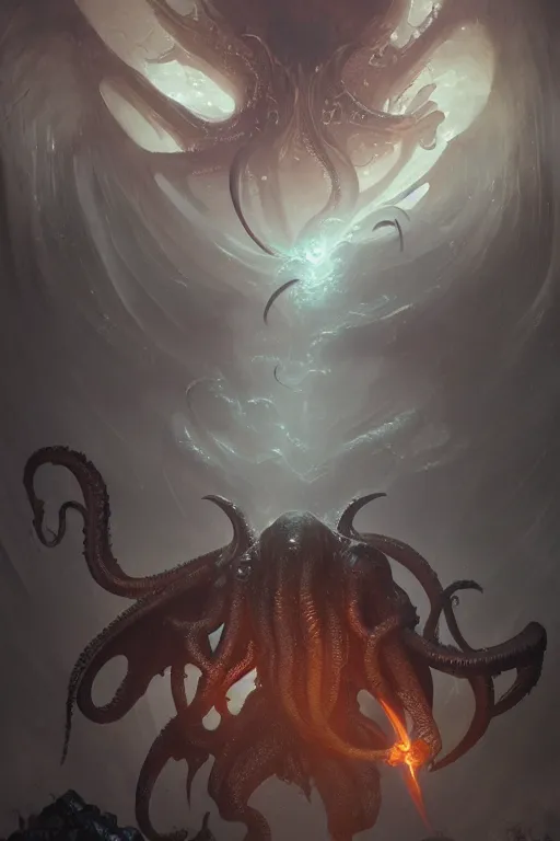 Image similar to cthulhu, digital art, magic the gathering, mtg, by greg rutkowski, trending on artstation