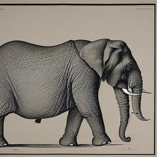 Prompt: A cross section view of an elephant, diagram