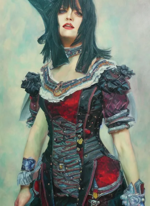 Image similar to miriam from bloodstained, portrait, oil painting, detailed