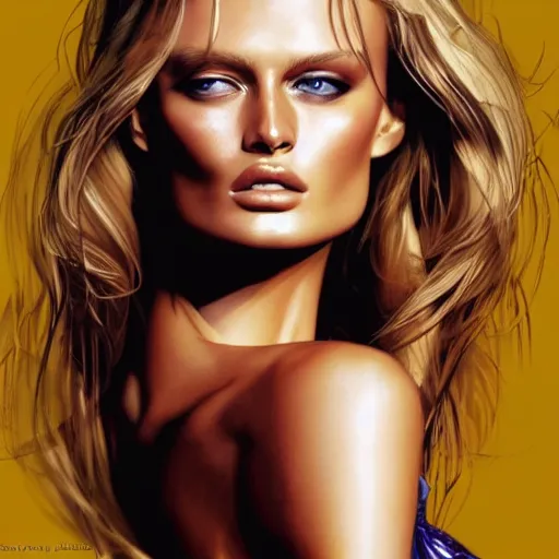 Prompt: portrait young edita vilkeviciute, versace fashion show 2 0 1 1 spring summer, cinematic lighting, art by artgerm and greg rutkowski