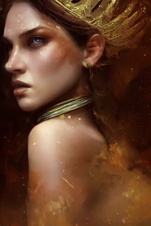 Image similar to trojan princess, gorgeous, close-up portrait, intricate, elegant, volumetric lighting, scenery, digital painting, highly detailed, artstation, sharp focus, illustration, concept art, ruan jia, steve mccurry