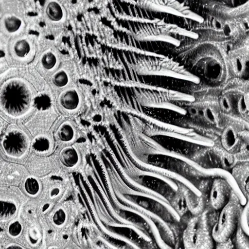 Image similar to hydrothermal worm head, spiky jaws, polychaeta, coloured scanning electron micrograph