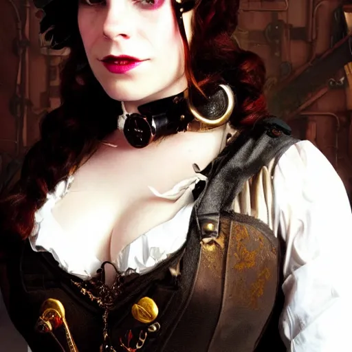 Image similar to portrait of emily hampshire in steampunk cosplay