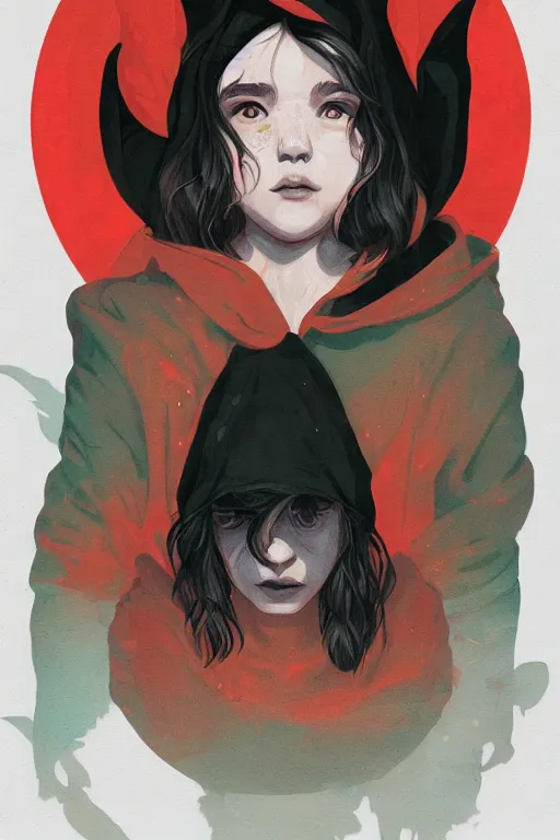 Image similar to portrait of a witch fire with hoodie by Sachin Teng and wlop