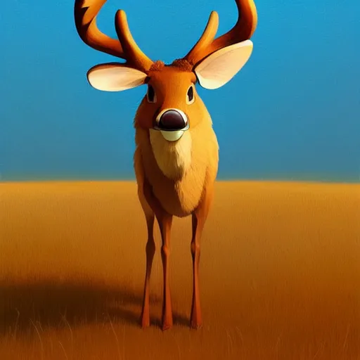 Image similar to goro fujita ilustration a majestic big and powerful deer by goro fujita, painting by goro fujita, sharp focus, highly detailed, artstation