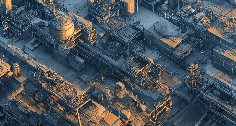 Image similar to Industrial complex , hyperdetailed, artstation, cgsociety, golden hour 8k