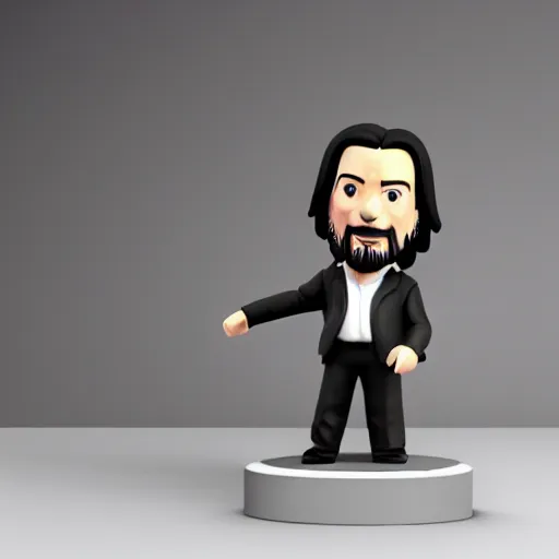 Image similar to An amiibo of Keanu Reeves, white background