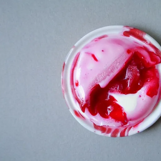 Prompt: beautiful susu cherry crush ice cream melt with a cherry on top, painted by greg rutkowski