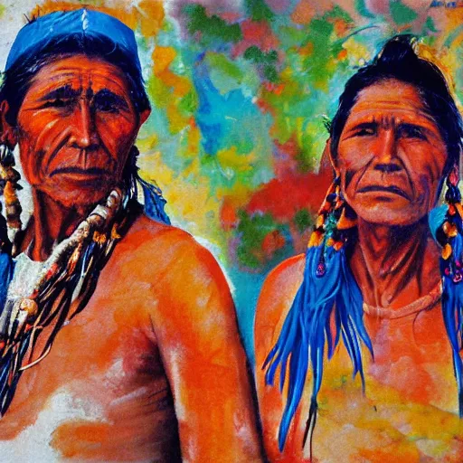 Image similar to Splash painting of Tarahumara man and woman from the highlands of northern Mexico