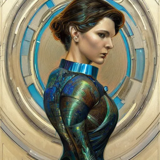 Image similar to a retrofuturist painting in the style of donato giancola, and in the style of charlie bowater, and in the style of charles dulac. symmetry, smooth, sharp focus, semi - realism, intricate detail.