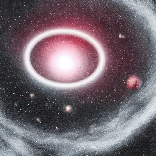 Prompt: a bowl of cosmic soup in middle of a black hole
