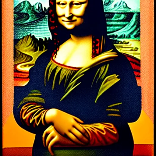 Image similar to mona lisa smoking a cigarette, cubism