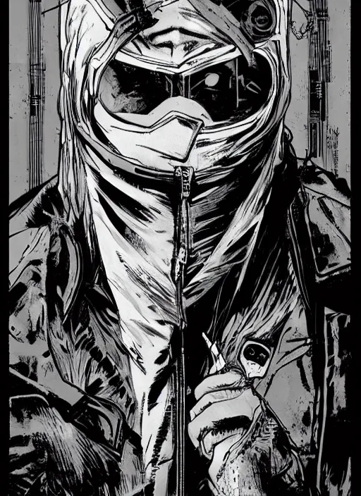 Prompt: cyberpunk cat burgler. night vision. portrait by ashley wood and alphonse mucha and laurie greasley and josan gonzalez and james gurney. spliner cell, apex legends, rb 6 s, hl 2, d & d, cyberpunk 2 0 7 7. realistic face. dystopian setting.