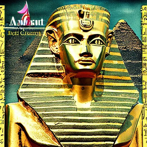 Prompt: a pharaoh that looks like donald trump, majestic, powerful, pyramids, anunaki, hieroglyphs, lush, rainforest, river, green, river god, wilbur smith, gold, trump tower