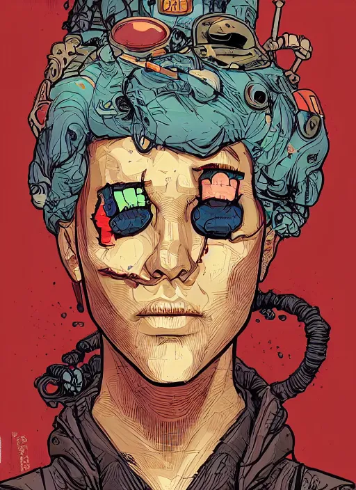 Prompt: highly detailed delirium face portrait by petros afshar, tom whalen, laurie greasley, war face by greg rutkowski