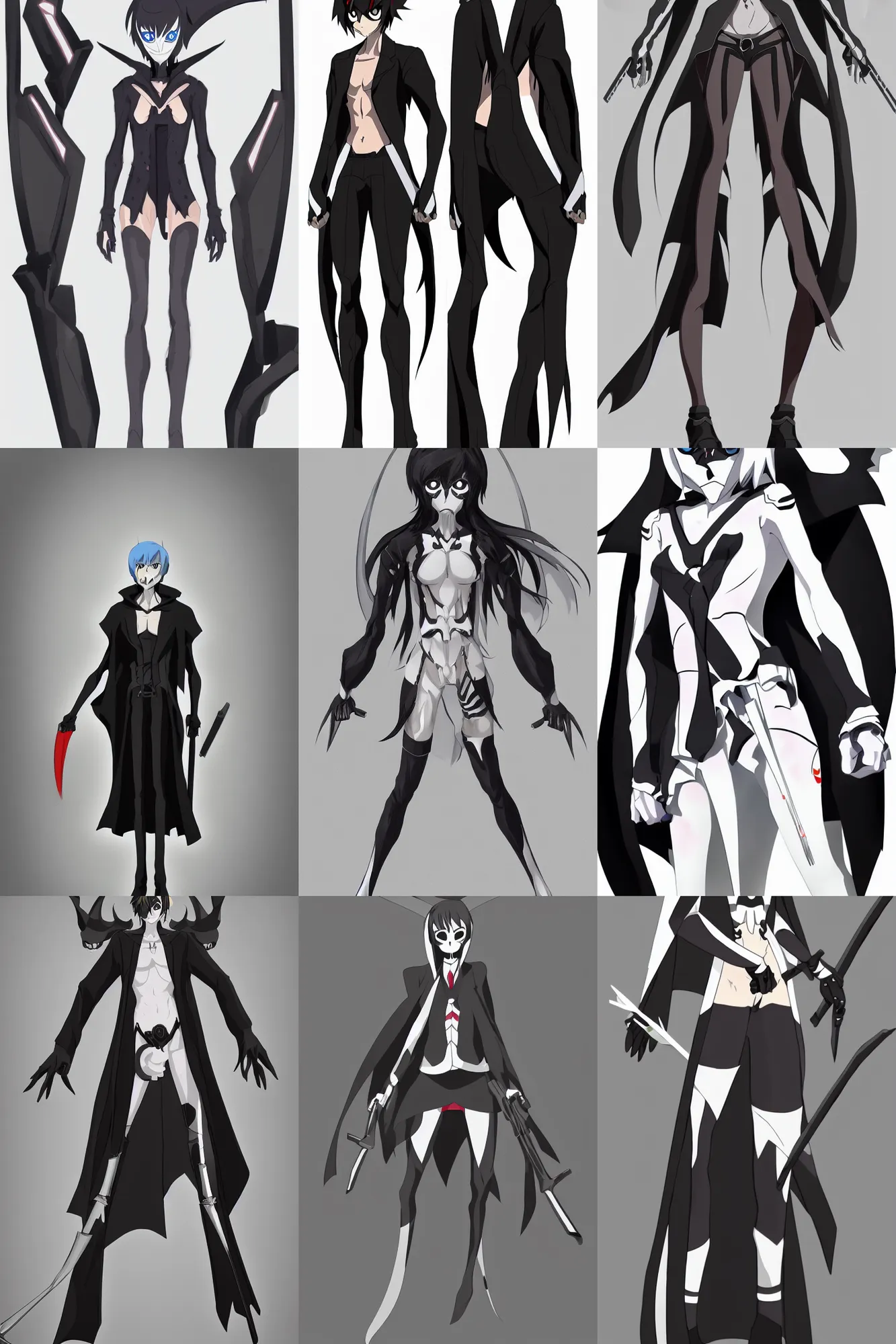 Prompt: a full body shot of the Grim Reaper as a character in Kill la Kill (2013), the character is a man, highly detailed face, artstation, symmetrical body,symmetrical face,pencil art anime style