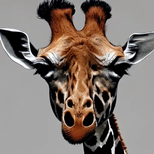 Prompt: a giraffe with sunken black spots, recessed, skeletal