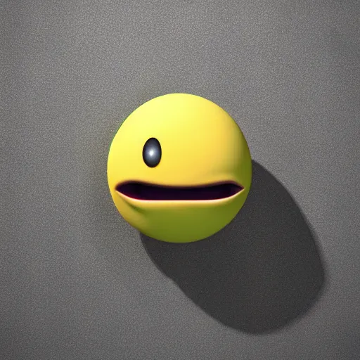 Image similar to a terrible 3 d render of a shocked emoji