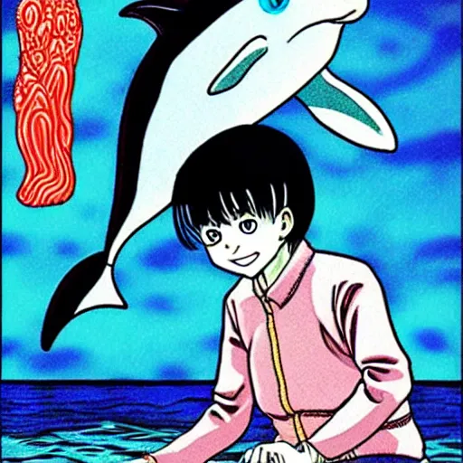 Image similar to flipper the dolphin manga by junji ito