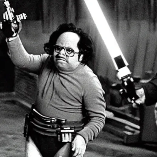 Prompt: a screenshot of Frank Reynolds appearing in Star Wars (1977)