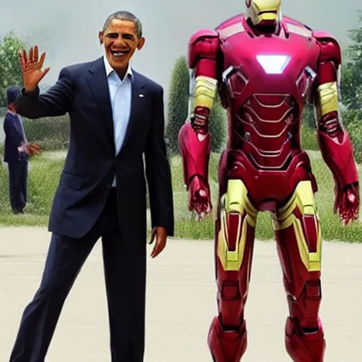 Prompt: Barack Obama as Iron Man, in an Iron Man suit