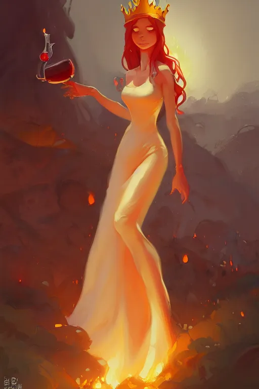 Image similar to fire princess adventure time working in a winery, animation pixar style, by pendleton ward, magali villeneuve, artgerm, jeremy lipkin and michael garmash, rob rey and kentaro miura style, golden ratio, trending on art station