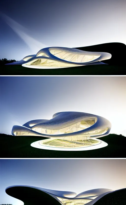 Image similar to villa parametric architecture fluid design, vincent callebaut well - defined style, ultra detailed, monochromatic, natural lighting, volumetric lighting, generative art nebula, cinematic, photo realistic, hyper real, surreal design, flow everywhere, walls made of crystal clear water, droplets on the walls, black metal, magnesium, 8 k,