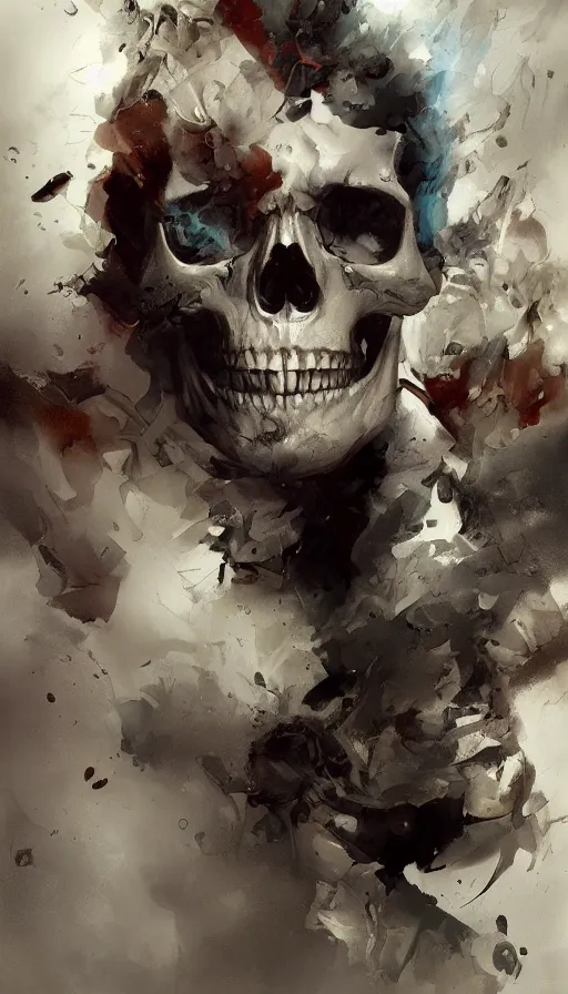 Image similar to highly detailed beautiful photography of a beautifull skull, splash, sharp focus, dynamic lighting, elegant harmony, beauty, masterpiece, by riccardo federici, by craig mullins, by greg tocchini