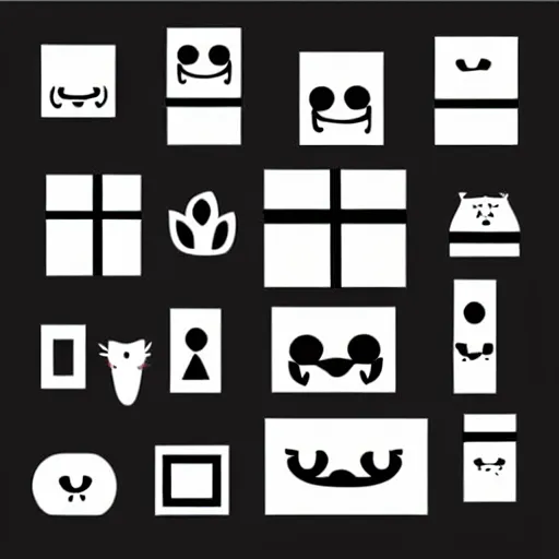 Image similar to box design modern black and white color scheme, minimalist, nature, cute characters covering the box