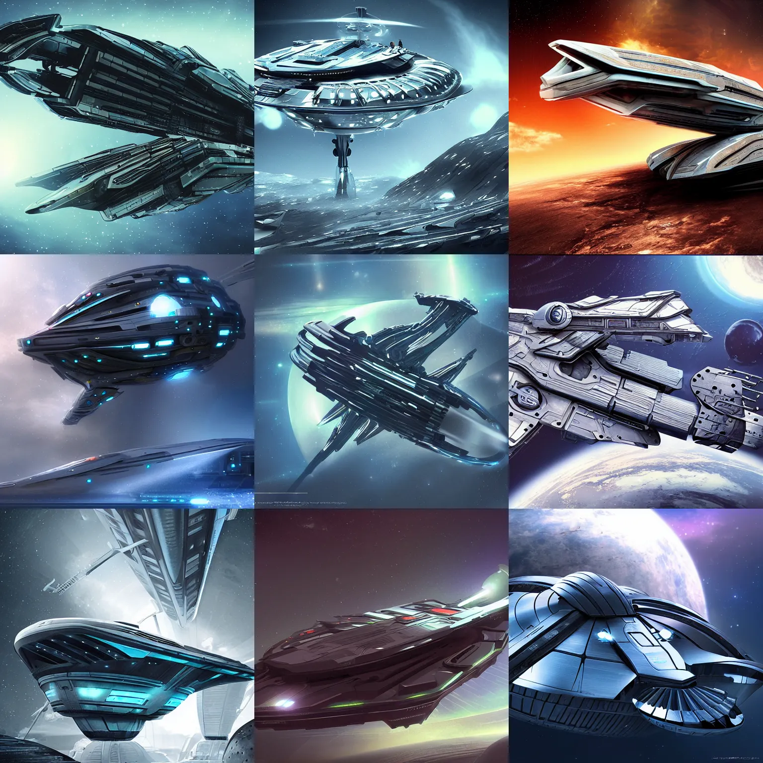 concept art spaceship exterior drifting through space, | Stable ...