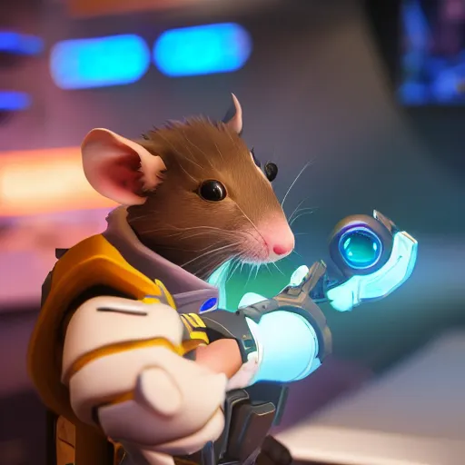 Image similar to photo of a rat playing overwatch, 3 5 mm photography, highly detailed, cinematic lighting